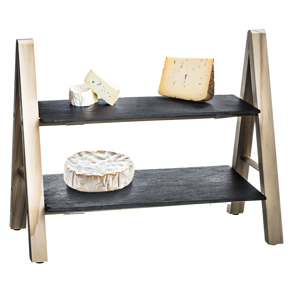 Présentoir en bois et ardoise à 2 niveaux – Secret de Gourmet – 32,5 × 18 cm