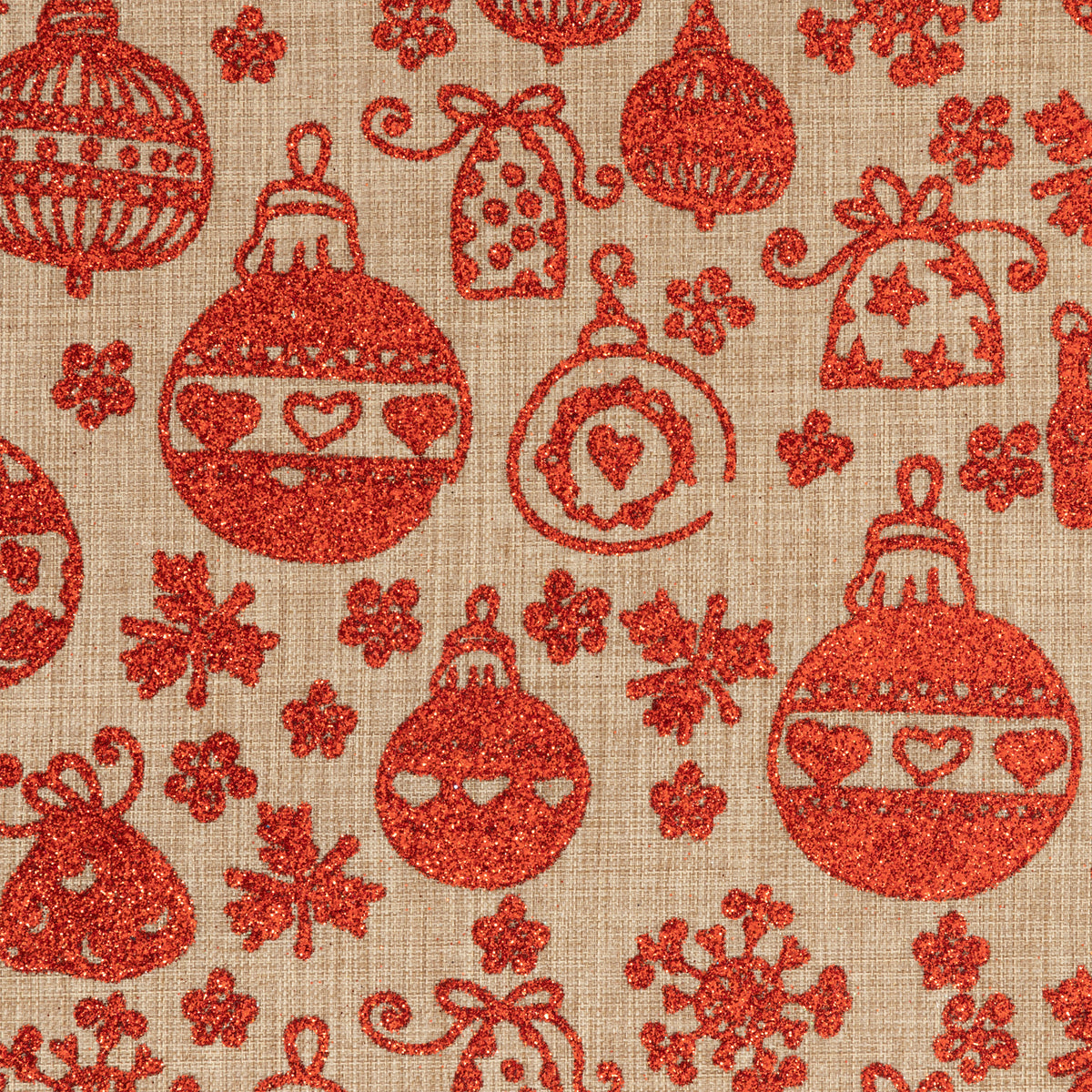 Chemin de table en jute boules de Noël rouges 28x300 cm