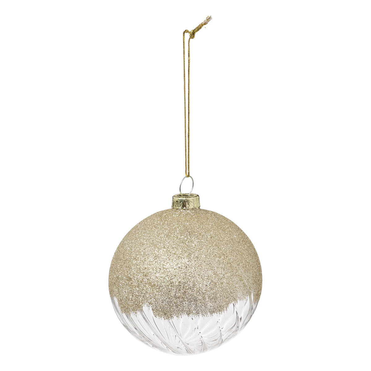 Boule de Noël en verre transparente et dorée