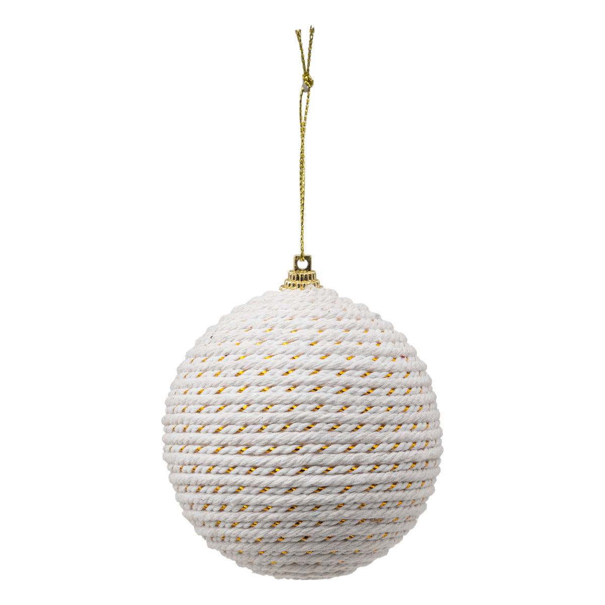 Boule polyfoam et corde de diamètre blanc & or – Atmosphera – 2 pièces – 8 cm