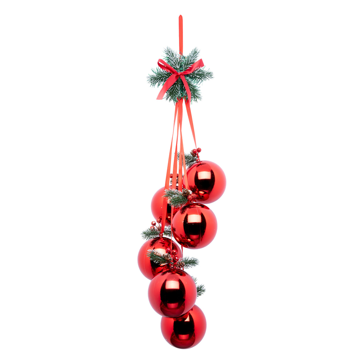 Suspension de 6 boules de Noël rouges