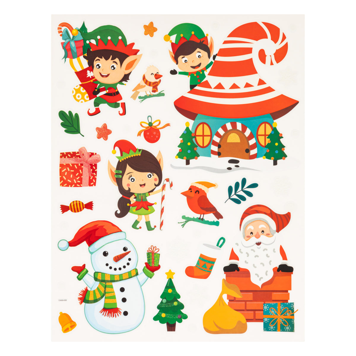 Autocollants pour vitres lutins de Noël 38x30 cm