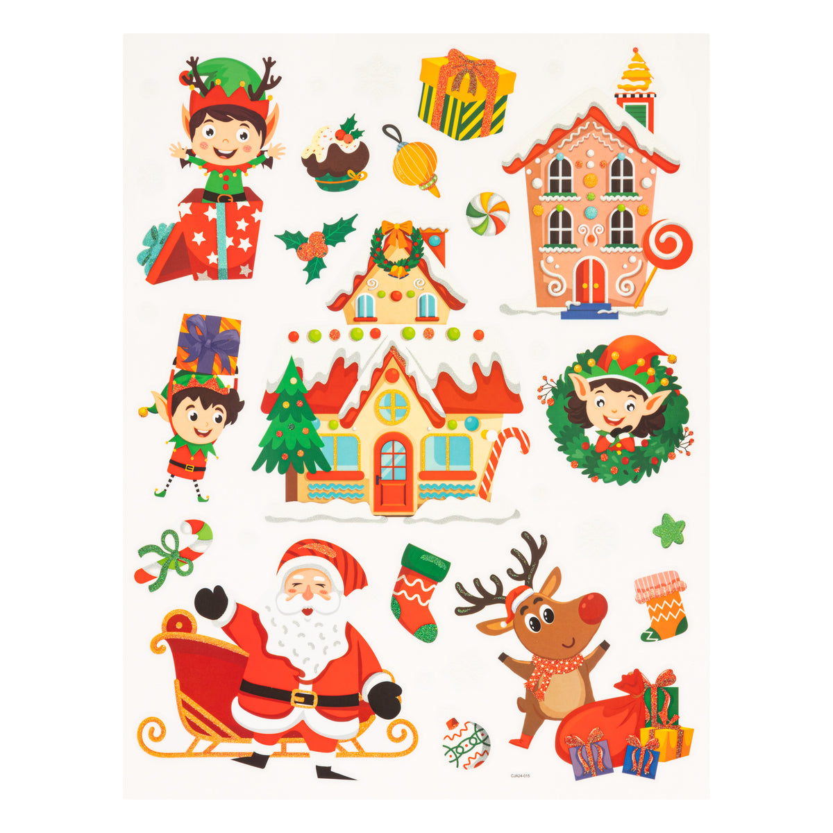 Autocollants pour vitres lutins de Noël 38x30 cm