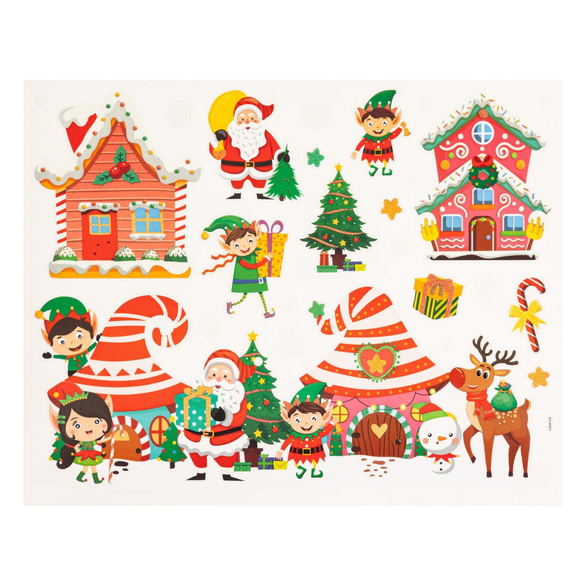 Autocollants pour vitres lutins de Noël 38x30 cm
