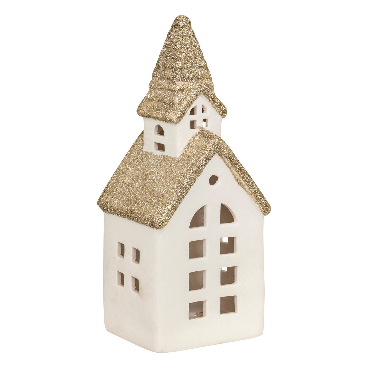 Maison de Noël en céramique LED – Atmosphera – 2 modèles assortis – 6 × 5 × 15 cm