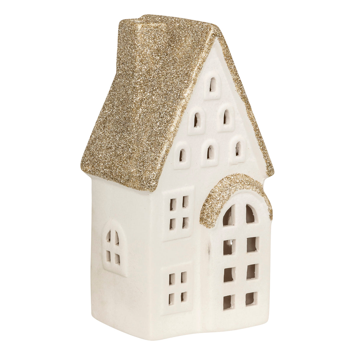 Maison de Noël en céramique LED – Atmosphera – 2 modèles assortis – 6 × 5 × 15 cm