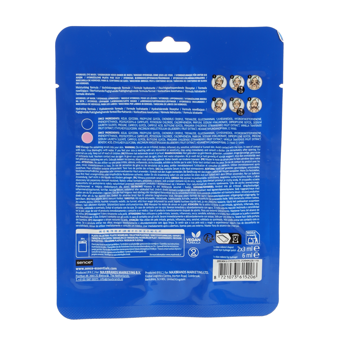 Masque hydrogel 2 contours des yeux et 1 masque lèvre Winter Club