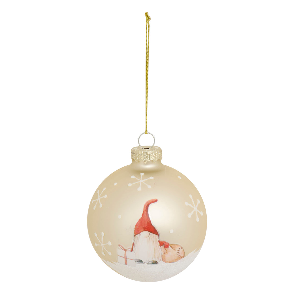Boule de Noël en Verre Gnome Or et Blanc