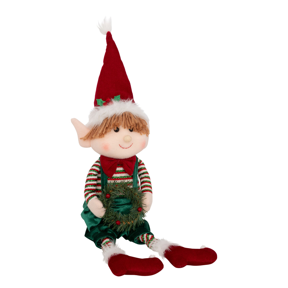 Lutin filou assis de Noël Atmosphera – H. 68 cm, 2 modèles assortis