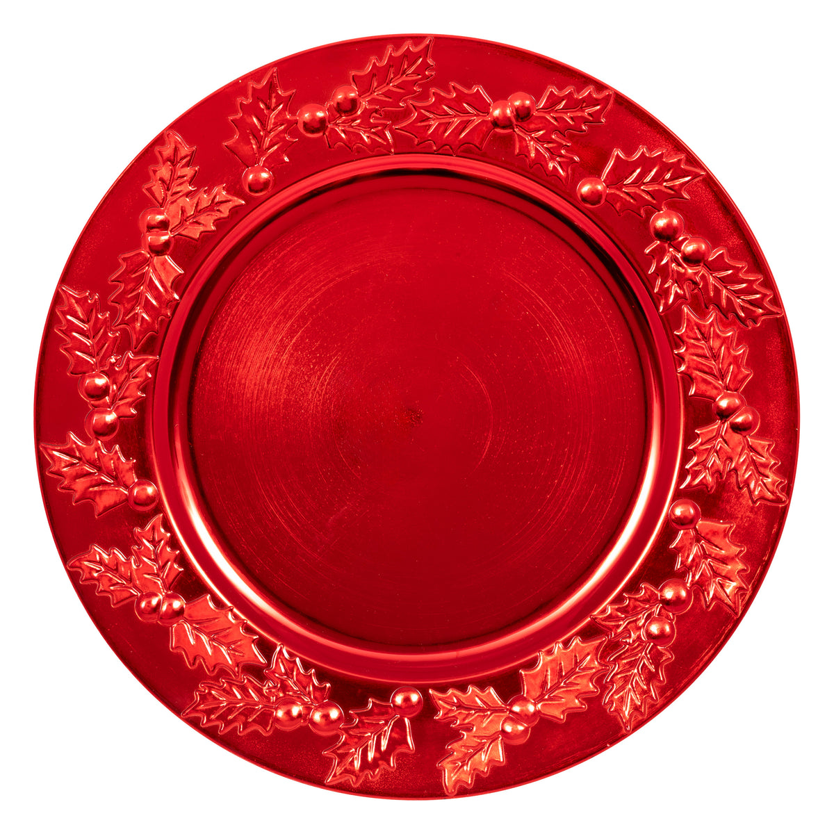 Assiette décorative en plastique avec houx rouge 33 cm