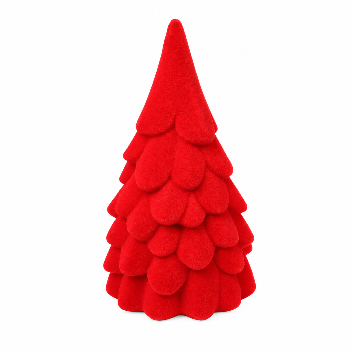 Sapin de Noël velours – 7,5 × 15 cm - Rouge