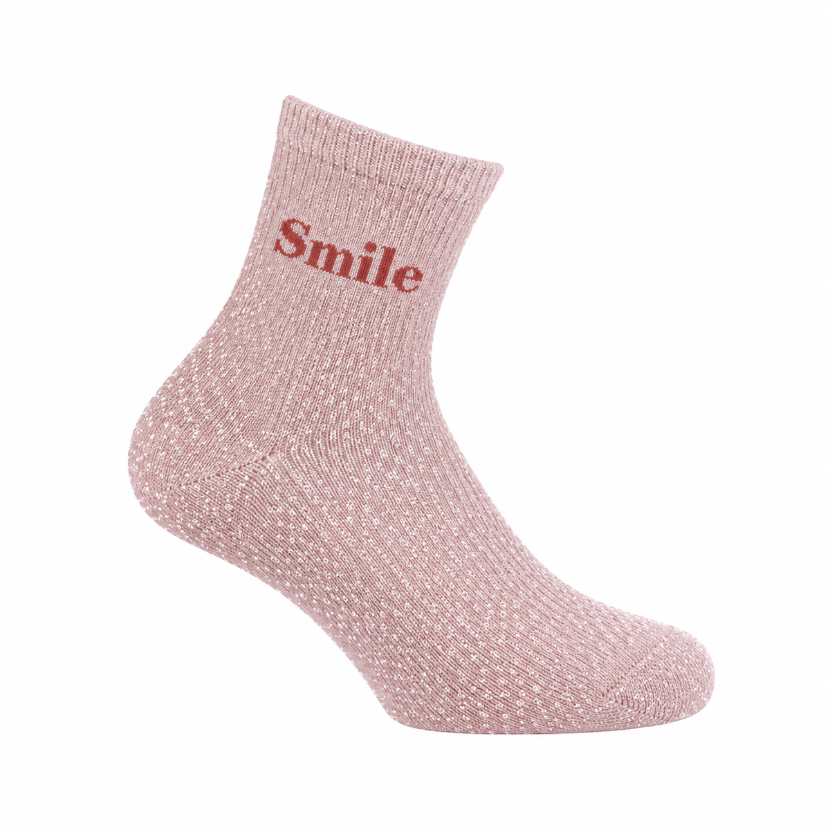 Paire de chaussettes fond lurex côtelées avec message Twinday – 37/41 - Rose