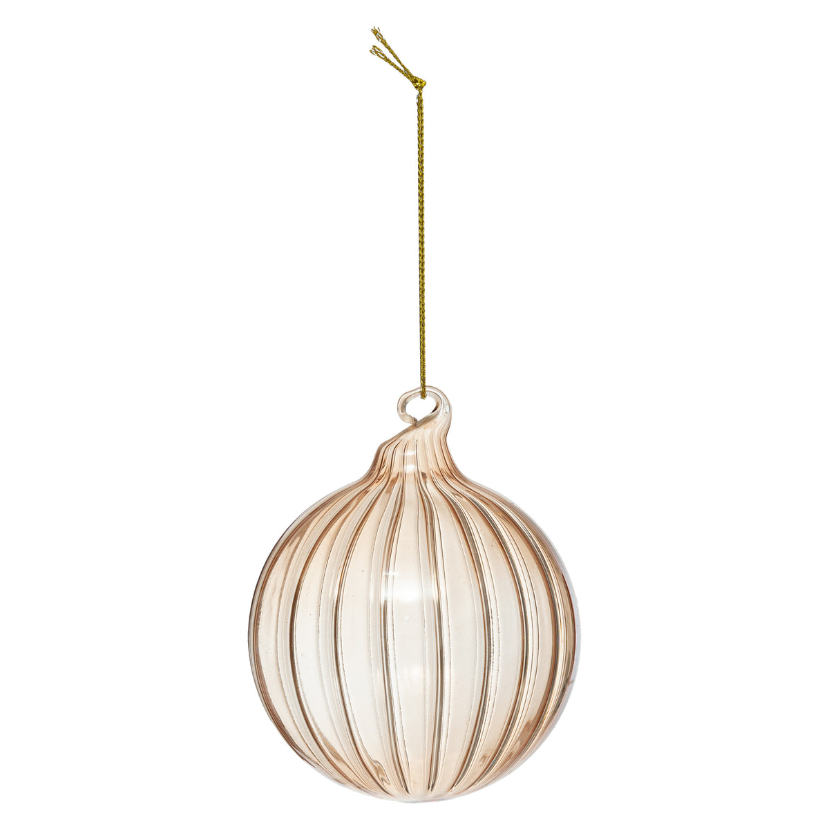 Boule de Noël en verre strié marron – Atmosphera – Ø 8 cm