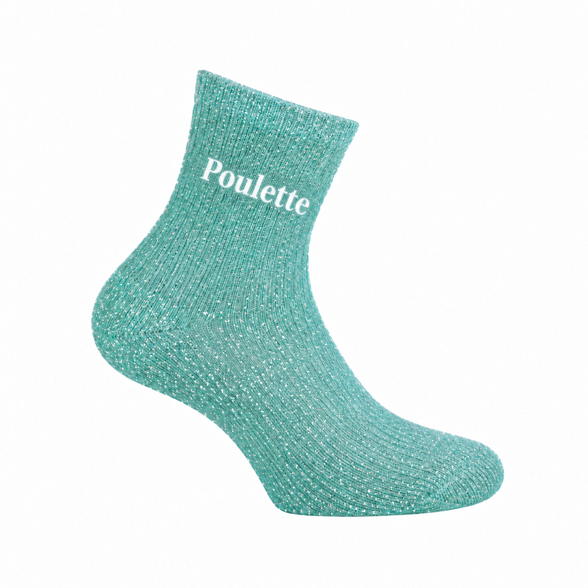 Paire de chaussettes fond lurex côtelées avec message Twinday – 37/41 - Bleu clair