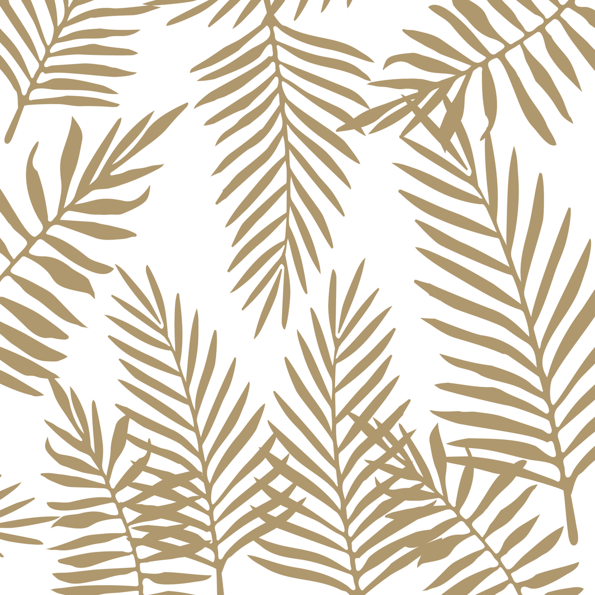 Serviettes en ouate 3 plis motif palmier doré – Le Nappage – 50 pièces – 33 × 33 cm