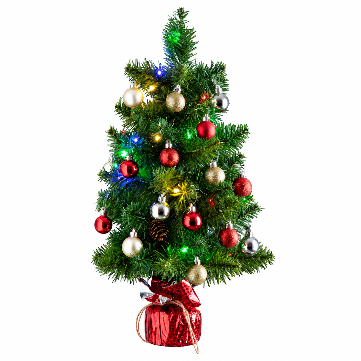 Sapin de Noël décoré avec guirlande LED 50 cm