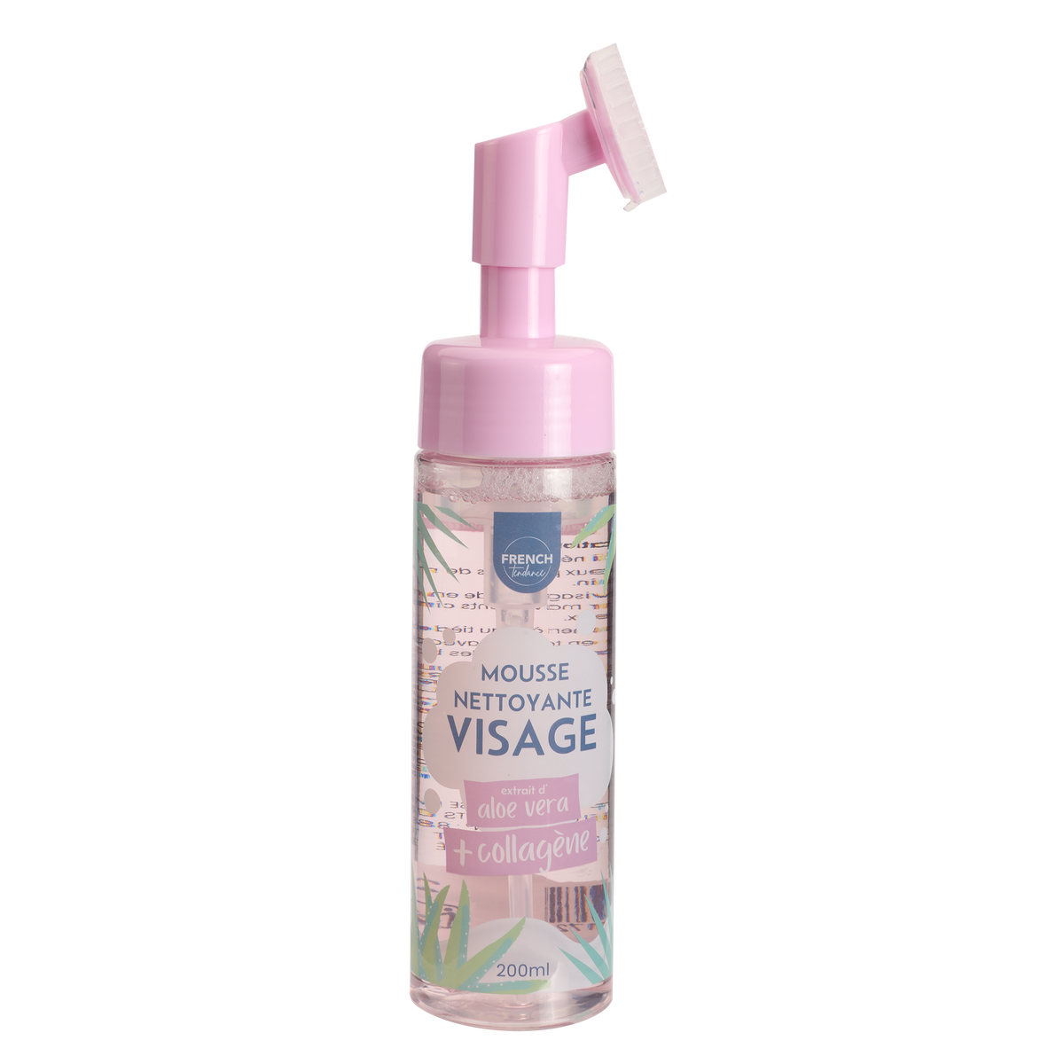 Mousse nettoyante visage avec brosse aloe vera et collagène French Tendance