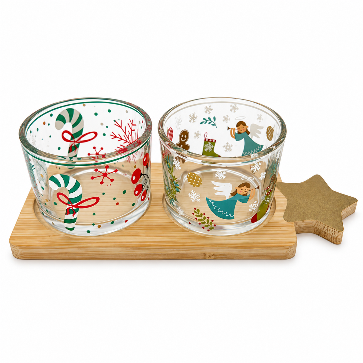 PLATEAU + 2 VERRES NOEL 20 X 8 X 5,5 CM