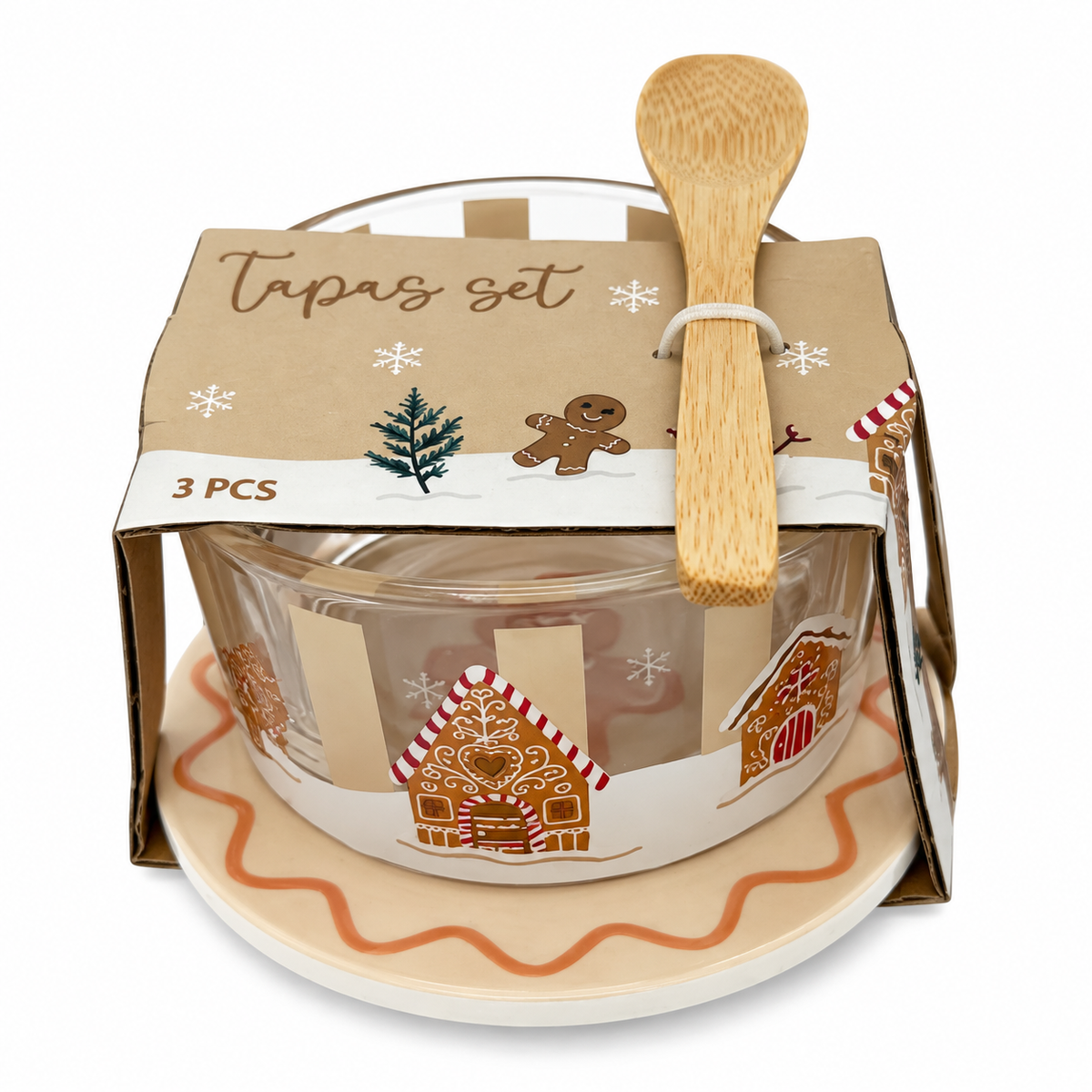 COUPELLE EN VERRE + DESSOUS + CUILLERE 10 X 7 CM