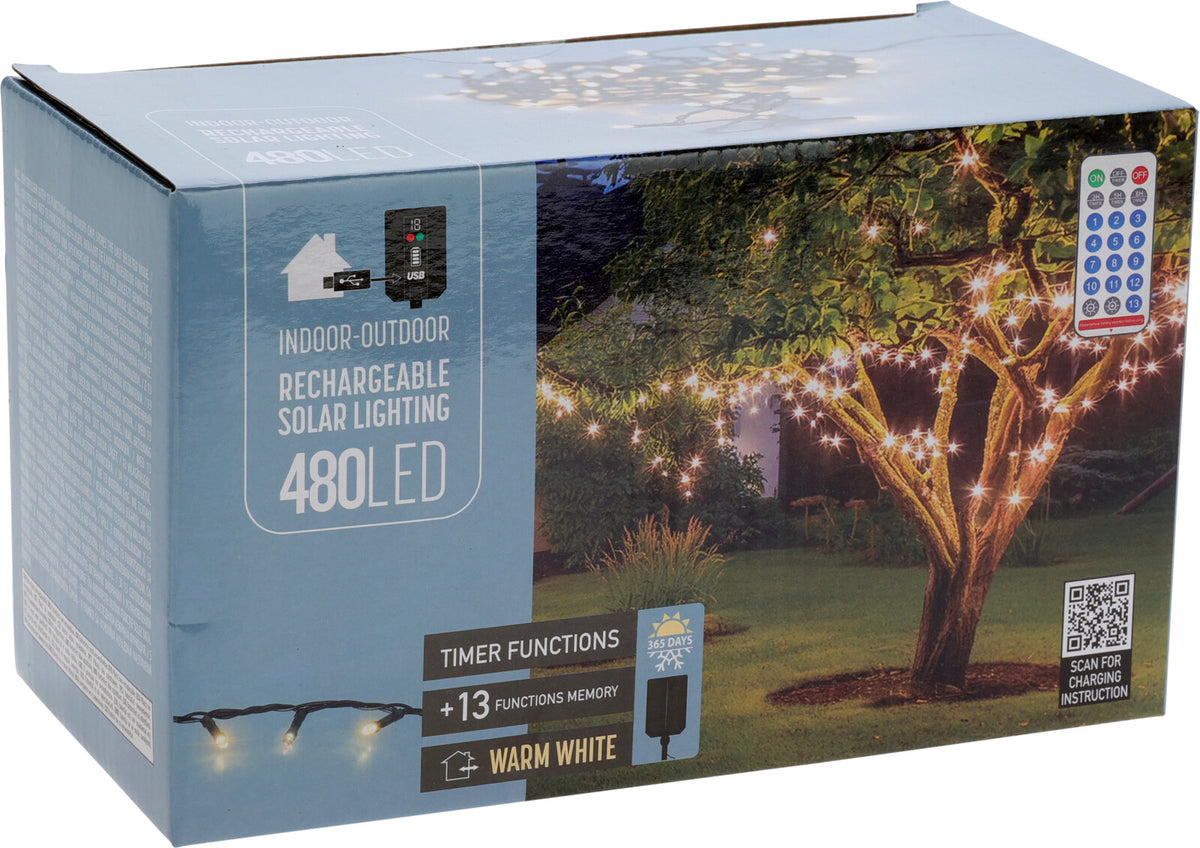 Guirlande solaire 480 LED blanc froid