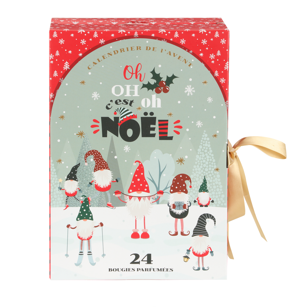 Calendrier de l’Avent, décor traditionnel – 24 bougies