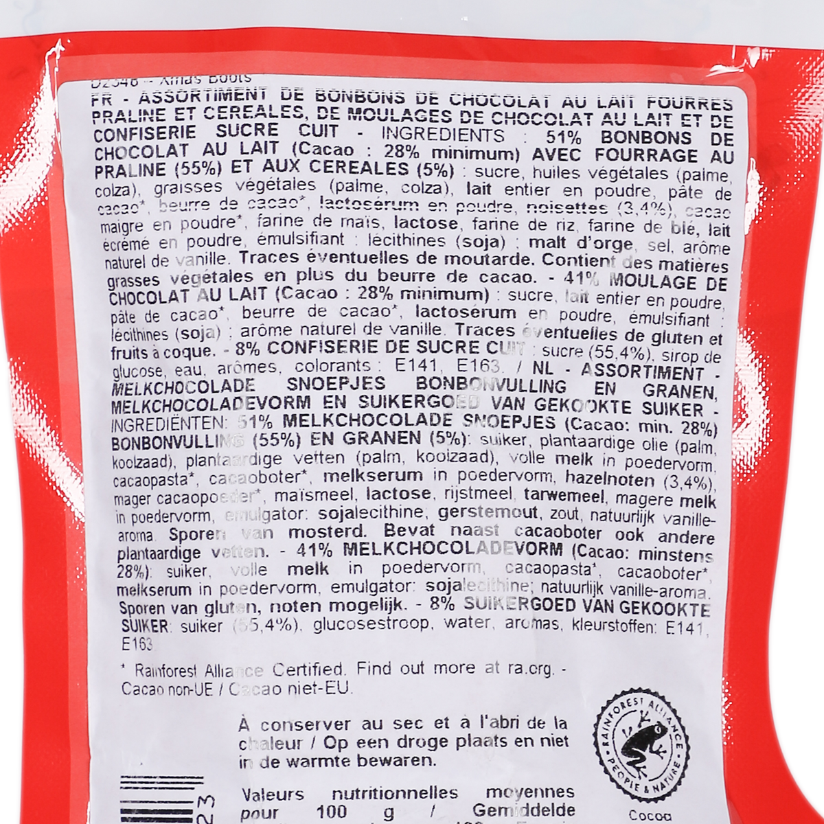 Sachet de chocolat de Noël