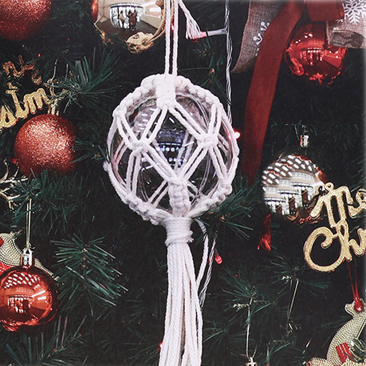 Boule de Noël macramé  - Beige