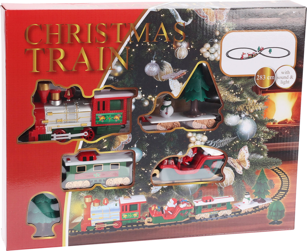 Train de Noël avec musique et LED 283 cm