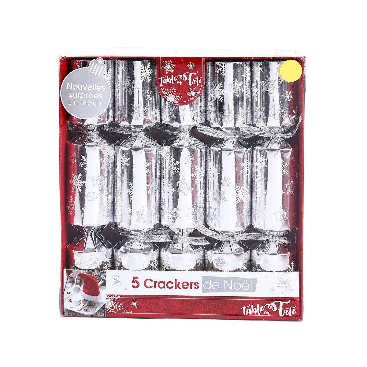 5 crackers de Noël décoratifs  - Or