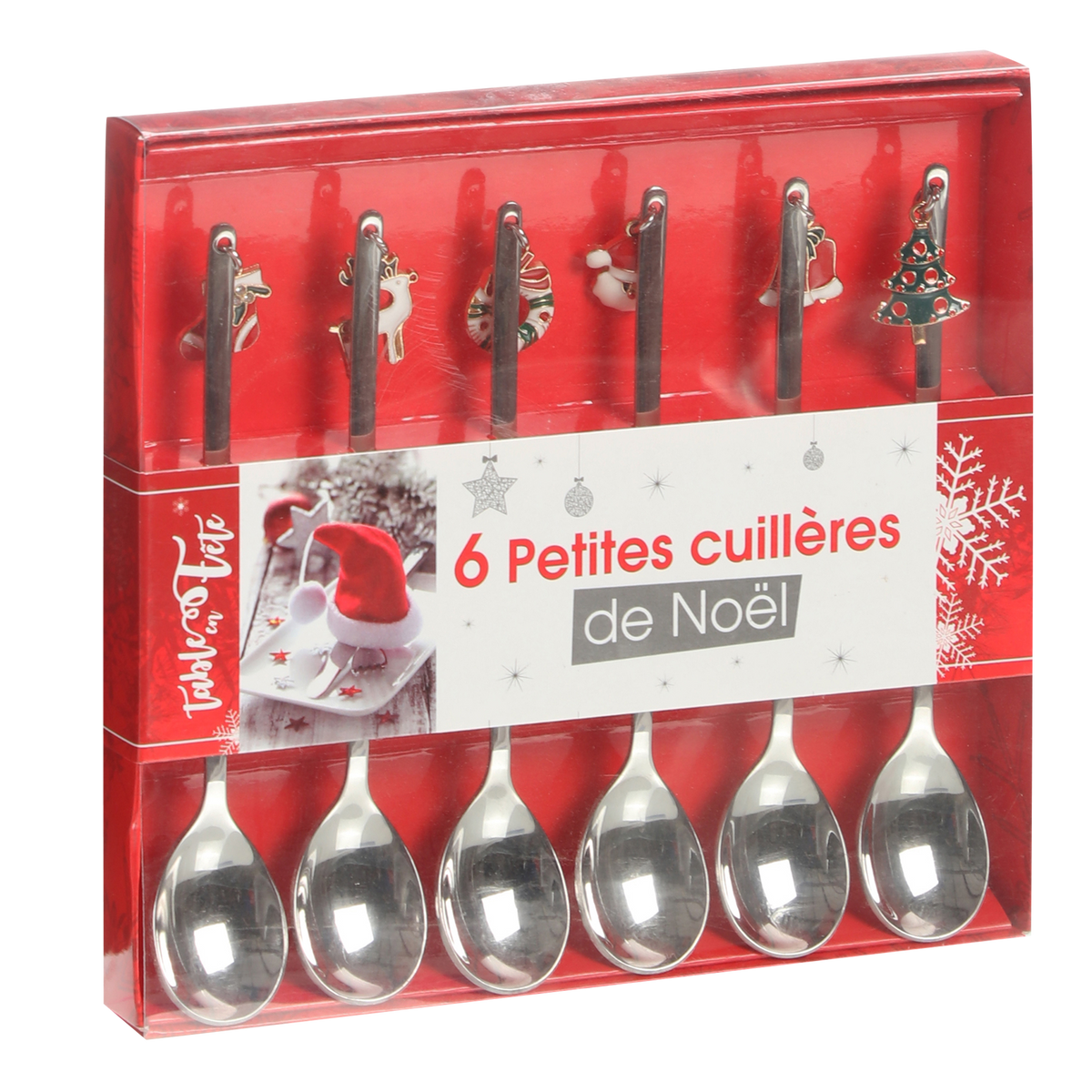 6 petites cuillères breloques de Noël