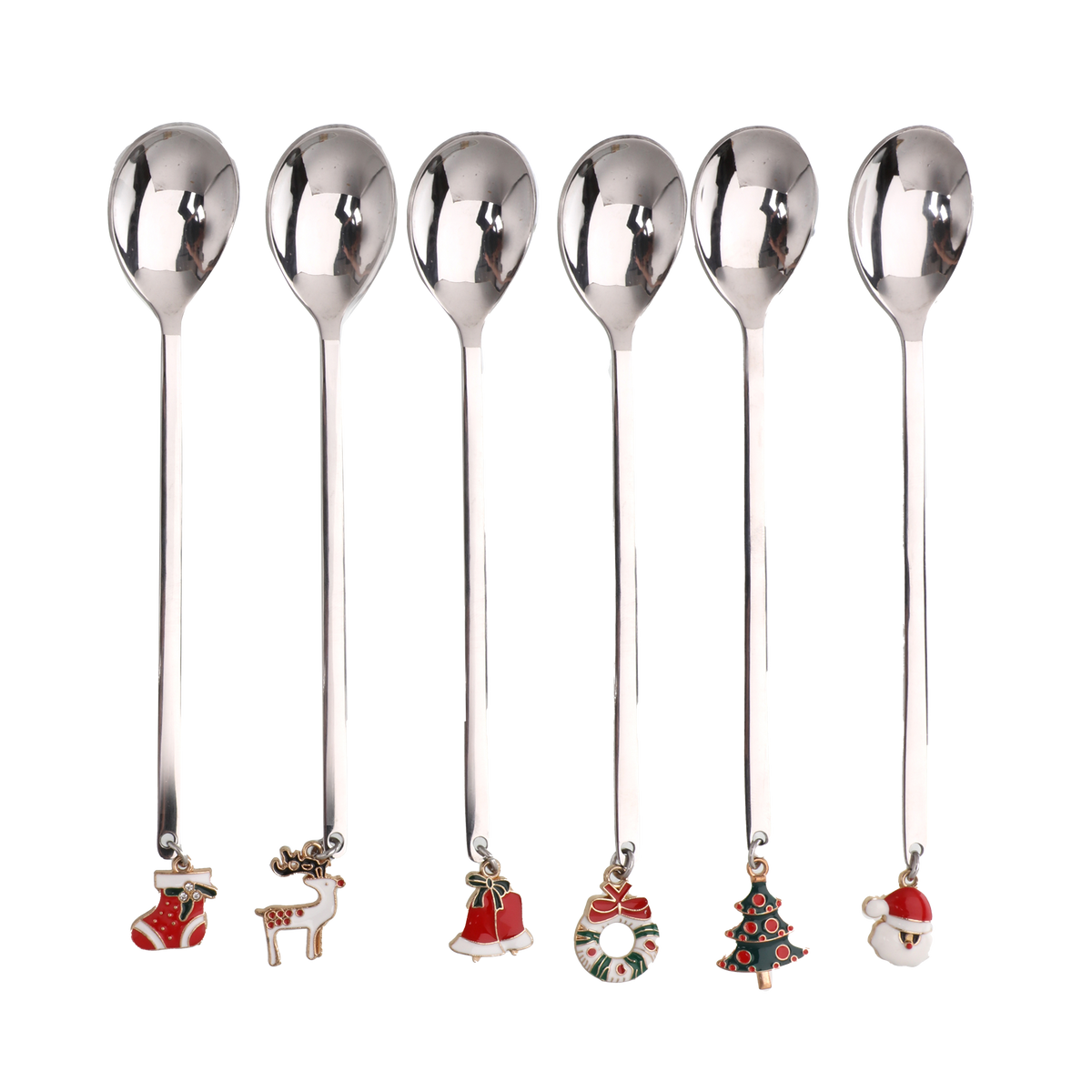 6 petites cuillères breloques de Noël