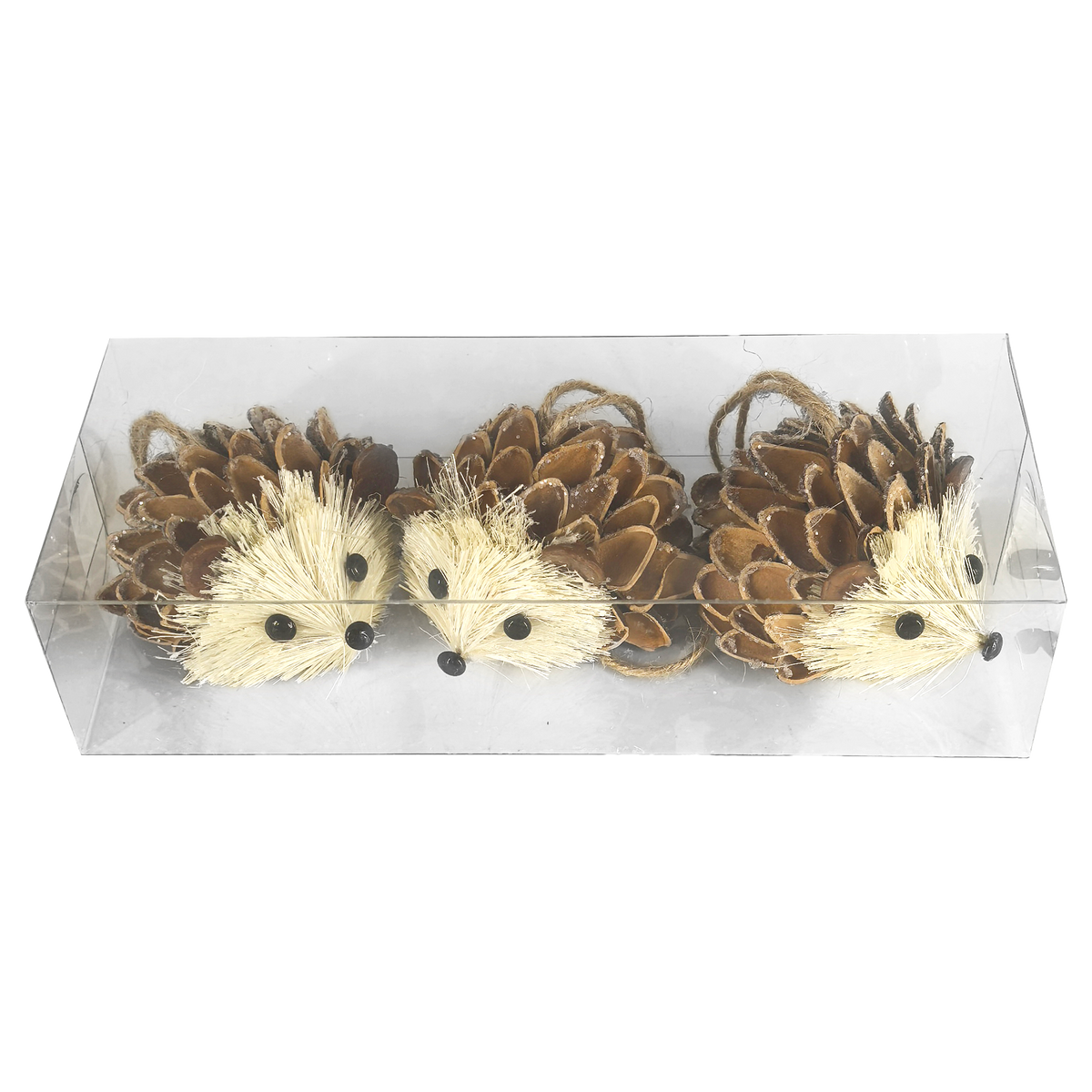 Décoration herisson de Noël bois – 3 pièces – 7 × 5,5 × 4 cm