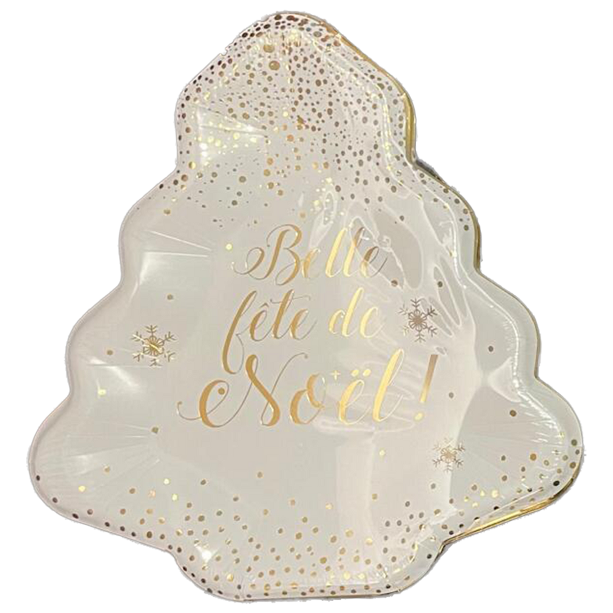 Assiette de Noël jetable papier forme sapin /Père Noël – 8 pièces – 26,5 × 28,5 × 0,5 cm - Or