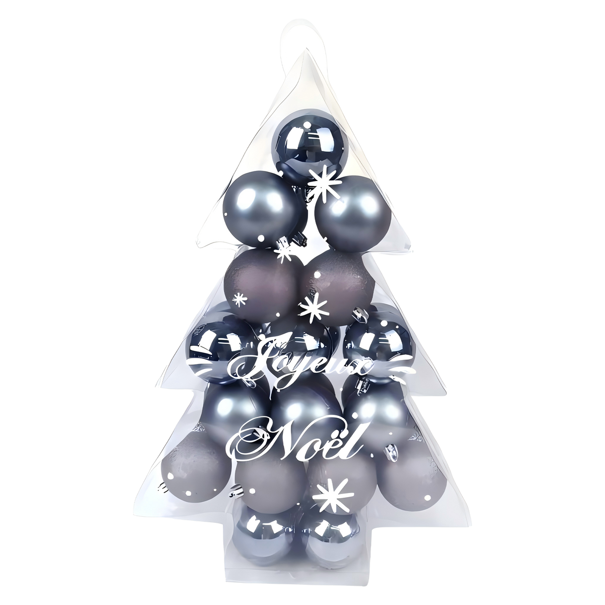 Pièces de boule de Noël forme sapin – 34 pièces – 28,5 × 12 × 41,5 cm - Blanc