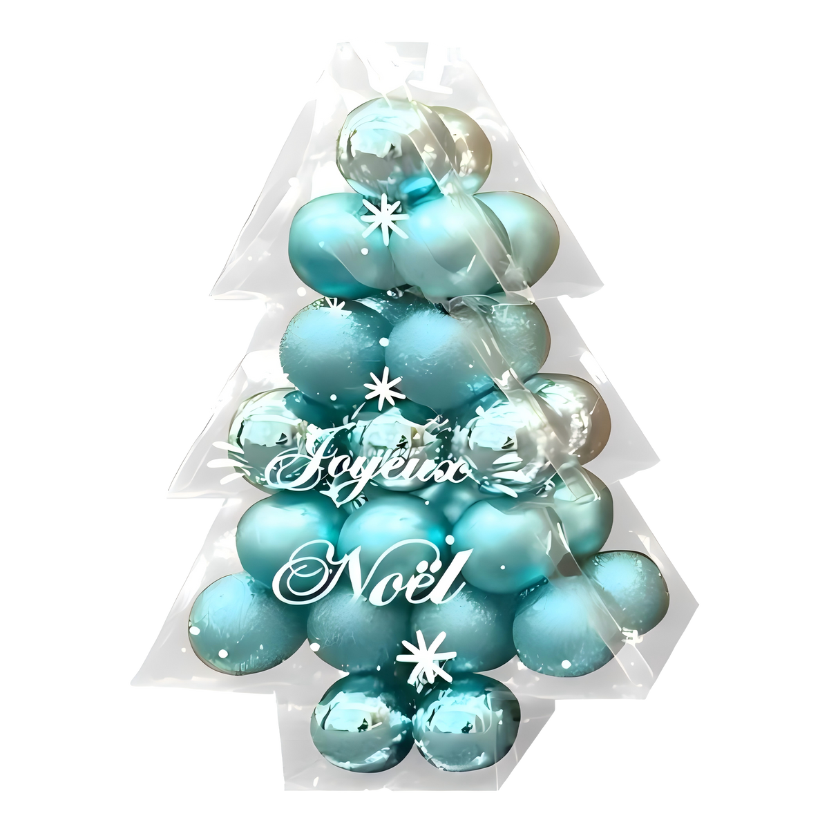 Pièces de boule de Noël forme sapin – 34 pièces – 28,5 × 12 × 41,5 cm - Bleu