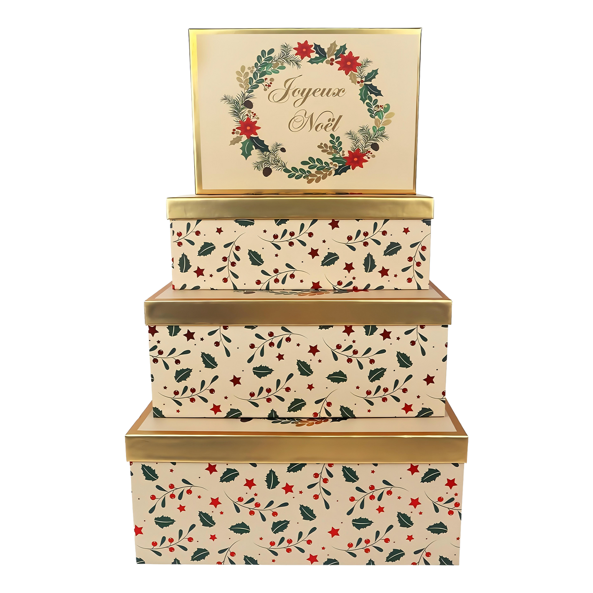 Lot de 4 boîtes cadeaux de Noël