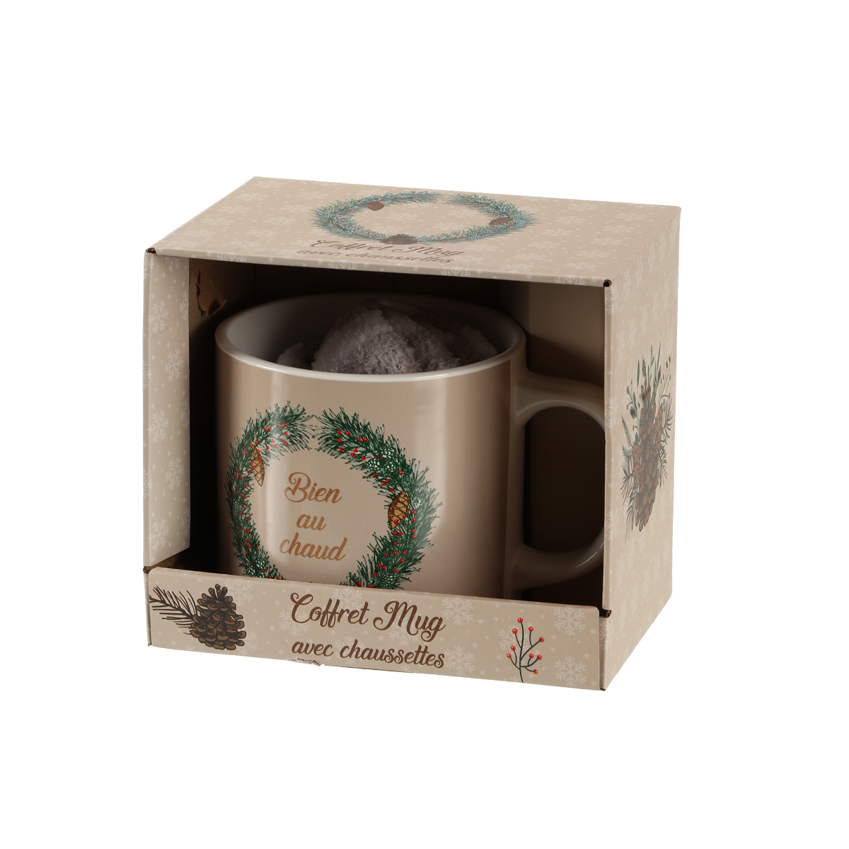 Coffret mug + chaussettes - Beige