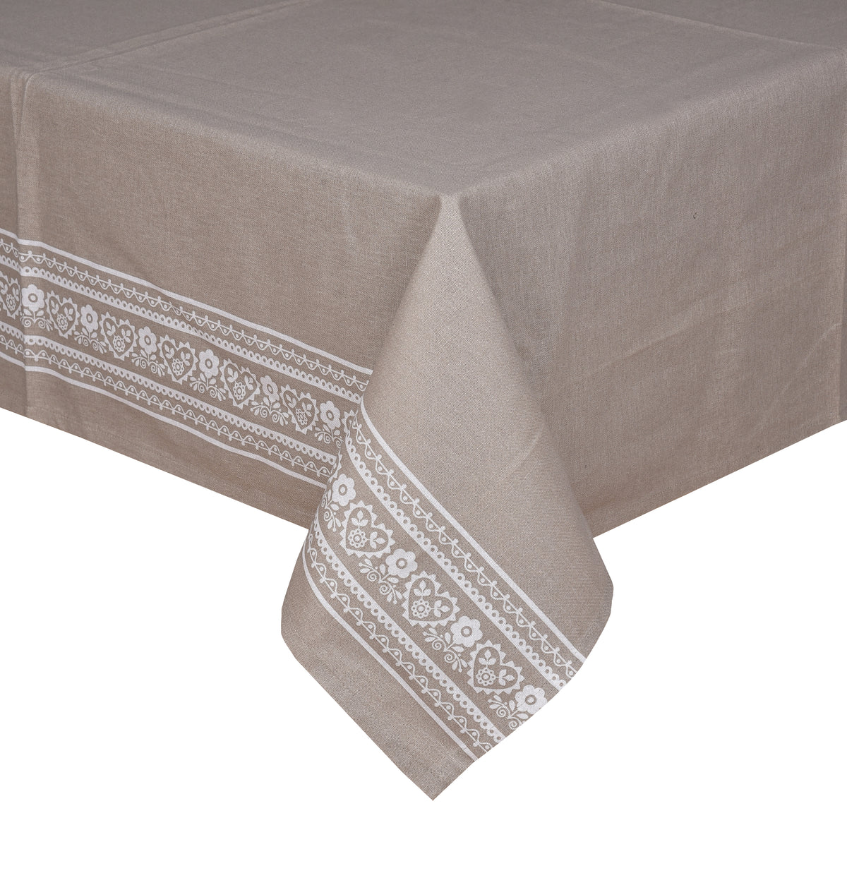 Nappe imprimée cœur Déclic Home 100 % coton – 140 × 280 cm - Marron