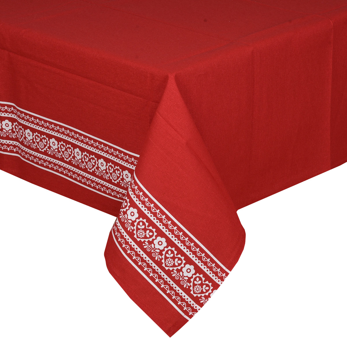 Nappe imprimée cœur Déclic Home 100 % coton – 140 × 280 cm - Rouge
