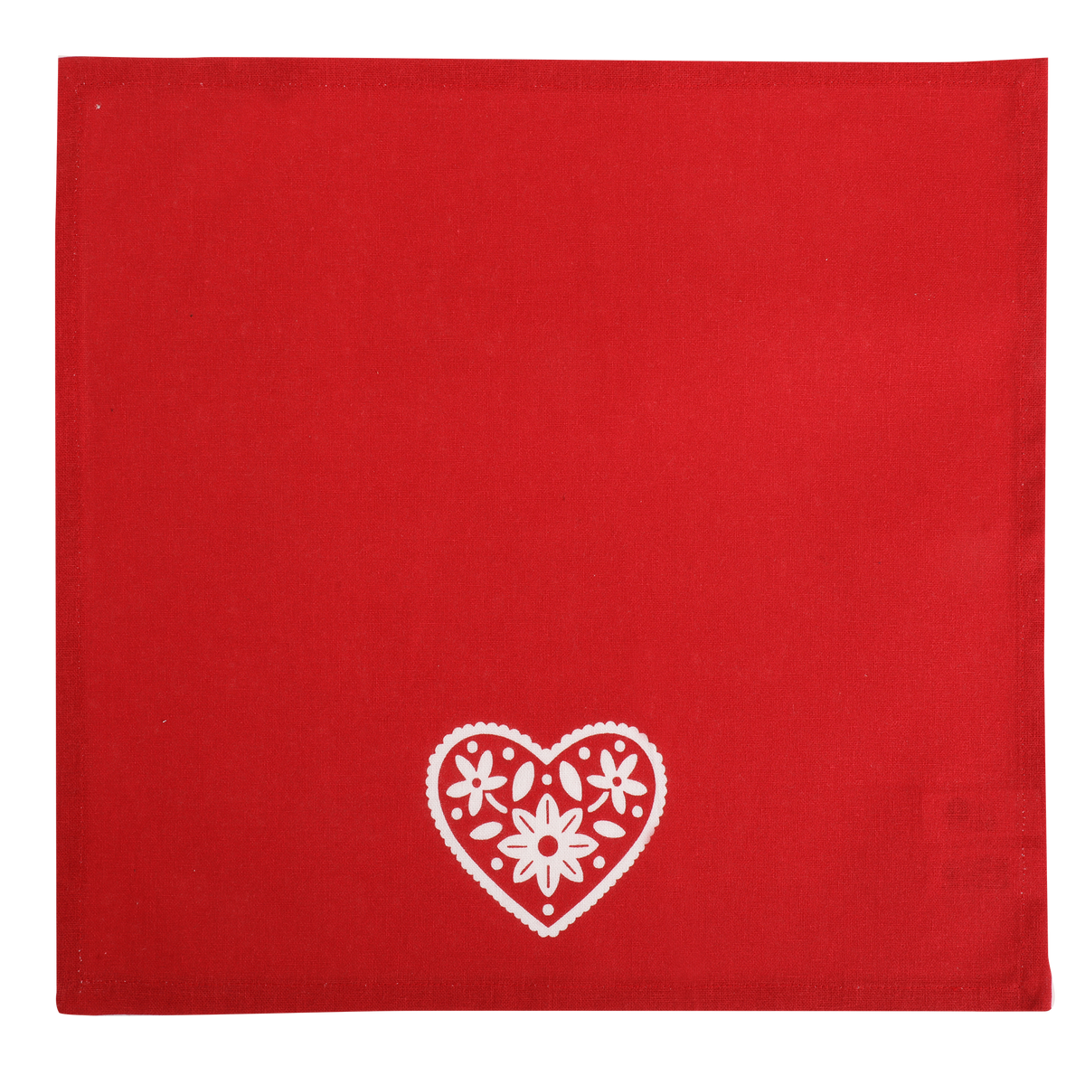 Lot de 4 serviettes brodées cœur Déclic Home 100 % coton – 40 × 40 cm - Gris