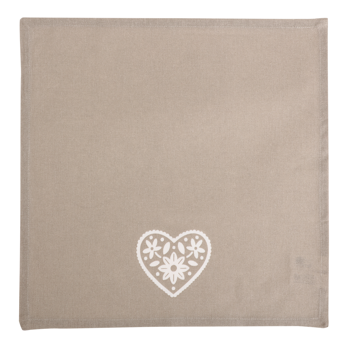 Lot de 4 serviettes brodées cœur Déclic Home 100 % coton – 40 × 40 cm - Rouge