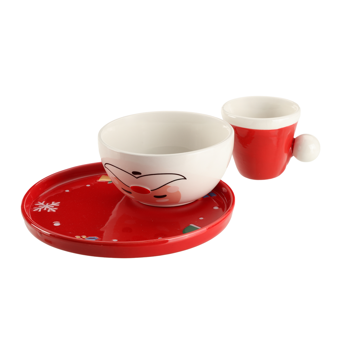 Set repas de Noël assiette + bol + tasse