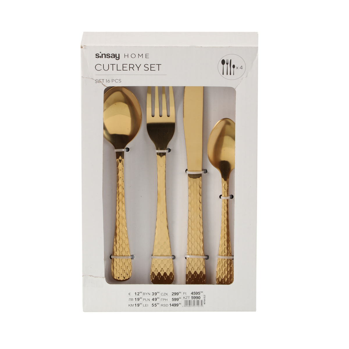 Menagere motifs damiers en inox 2asst – Cook Keen – 2 modèles assortis – 24 pièces
