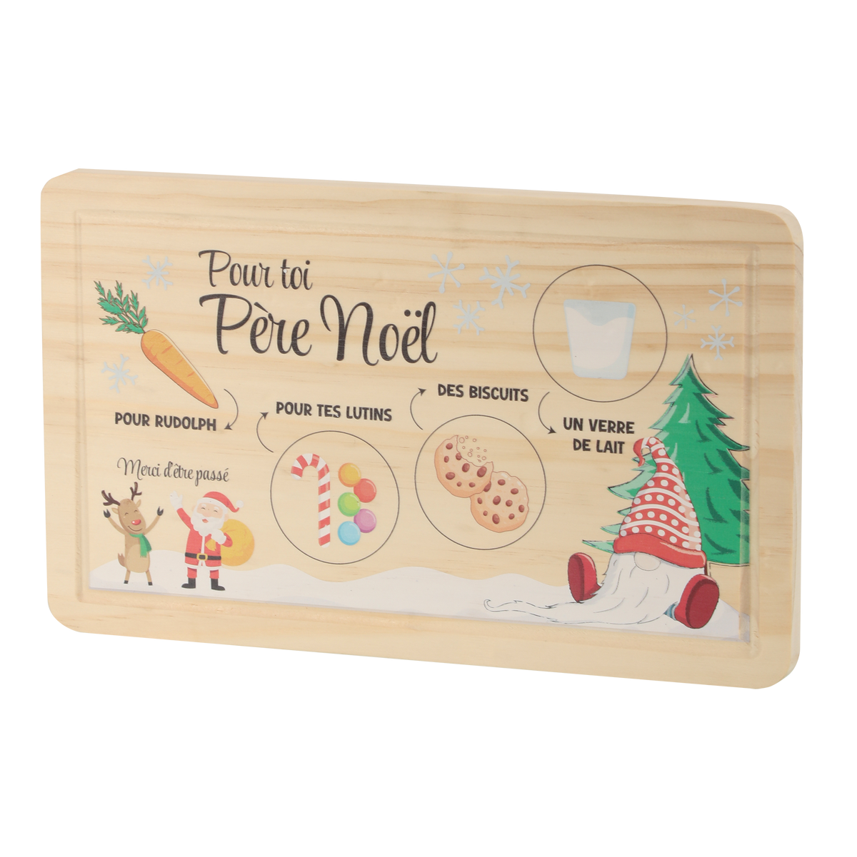 Planche message Père Noël en pin – Cook Keen – 29 × 17,5 cm