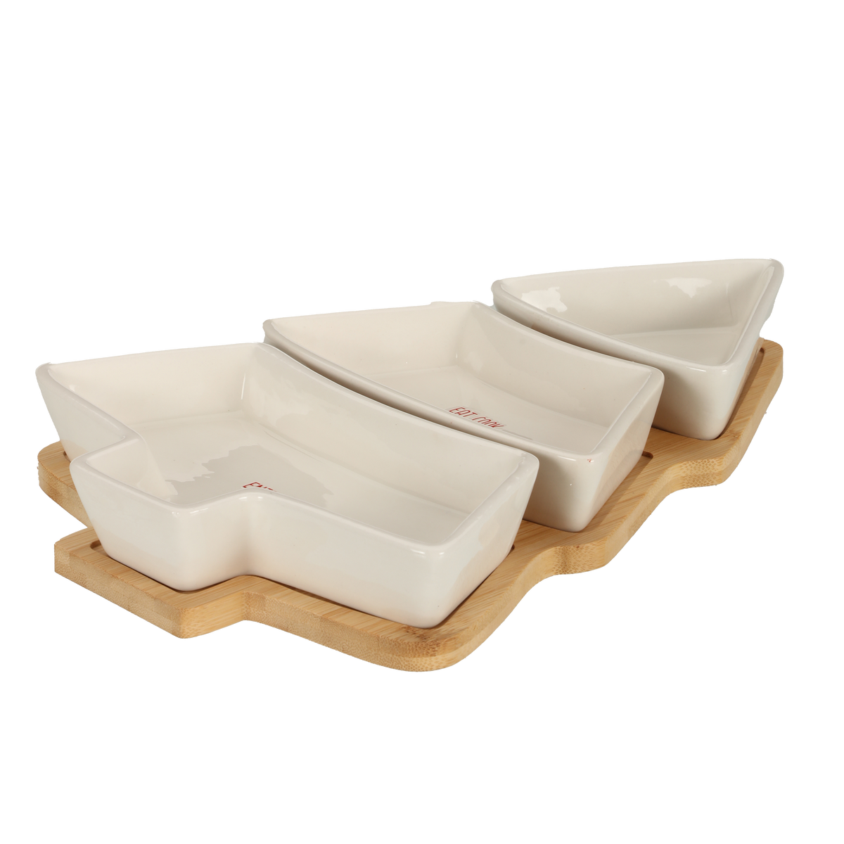 Set aperitif forme sapin en dolomite avec plateau bambou – Cook Keen – 4 pièces – 30 cm