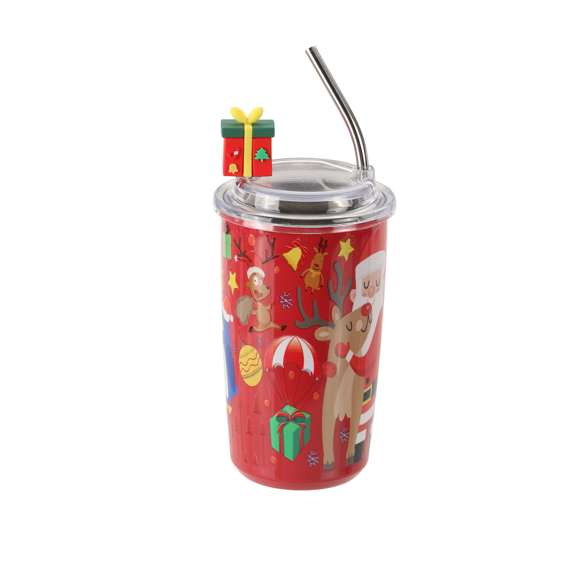 Mug de transport Noël avec paille