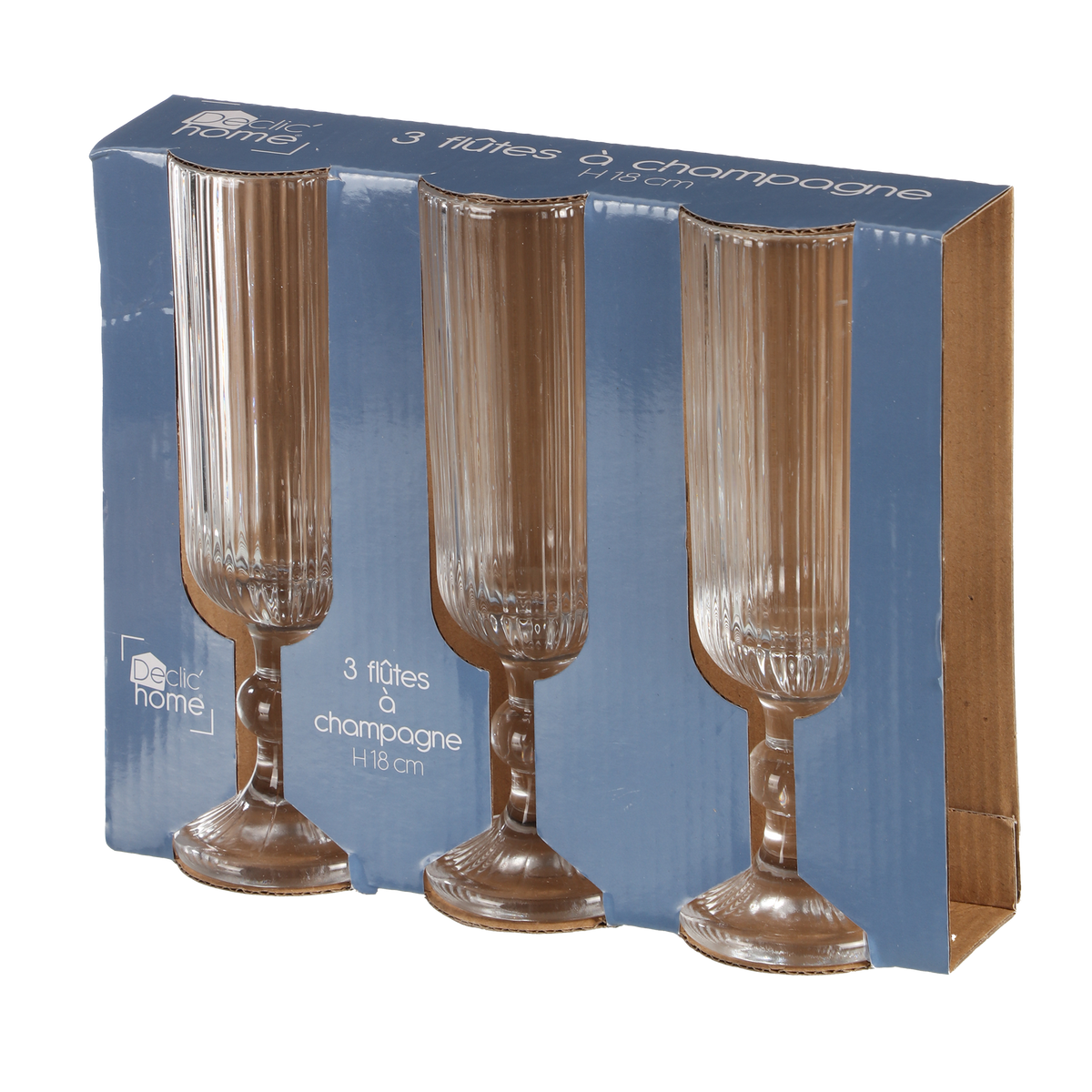 3 flutes à champagne striés