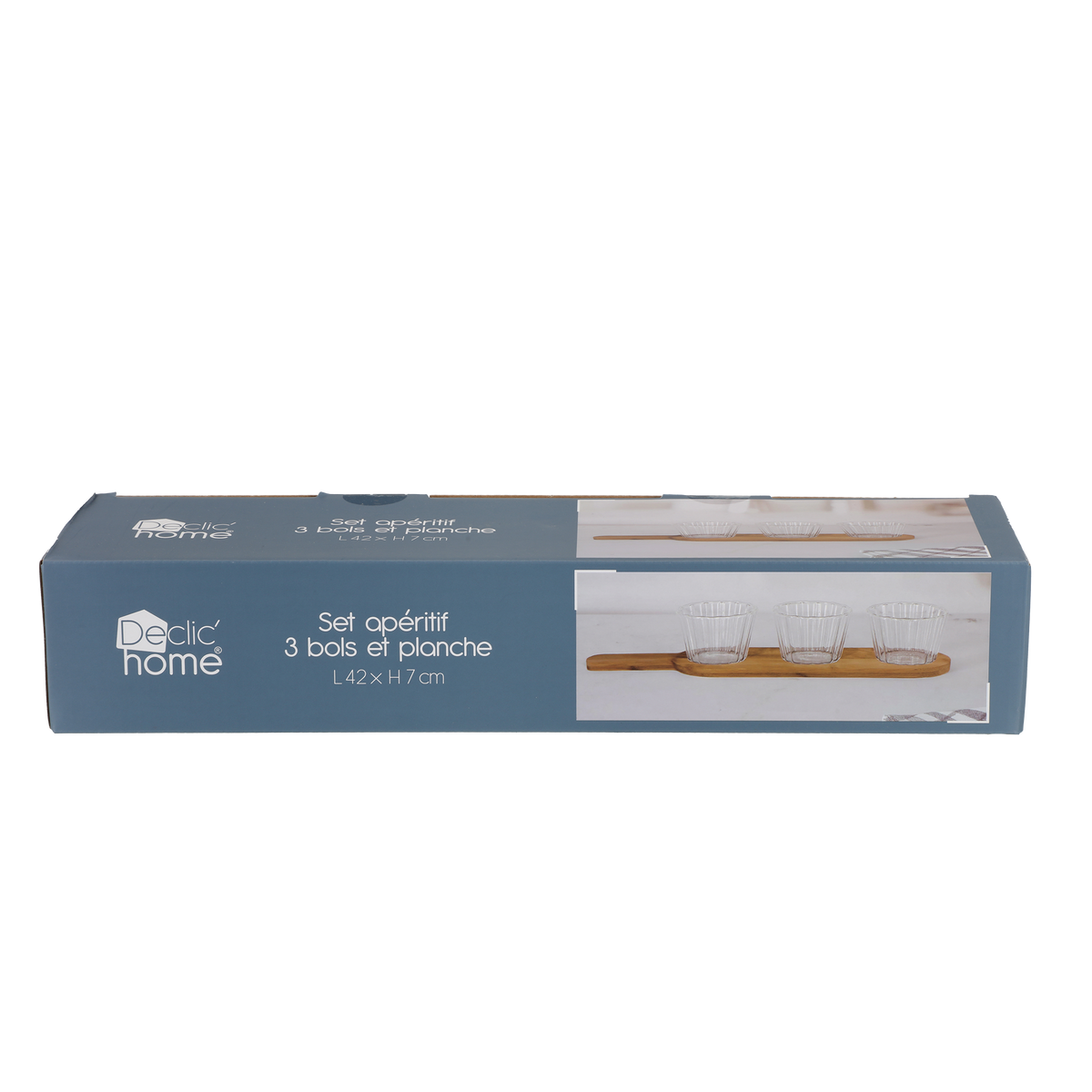 SET APERITIF 4PCS BOLS EN VERRE STRIEES AVEC PLANCHE