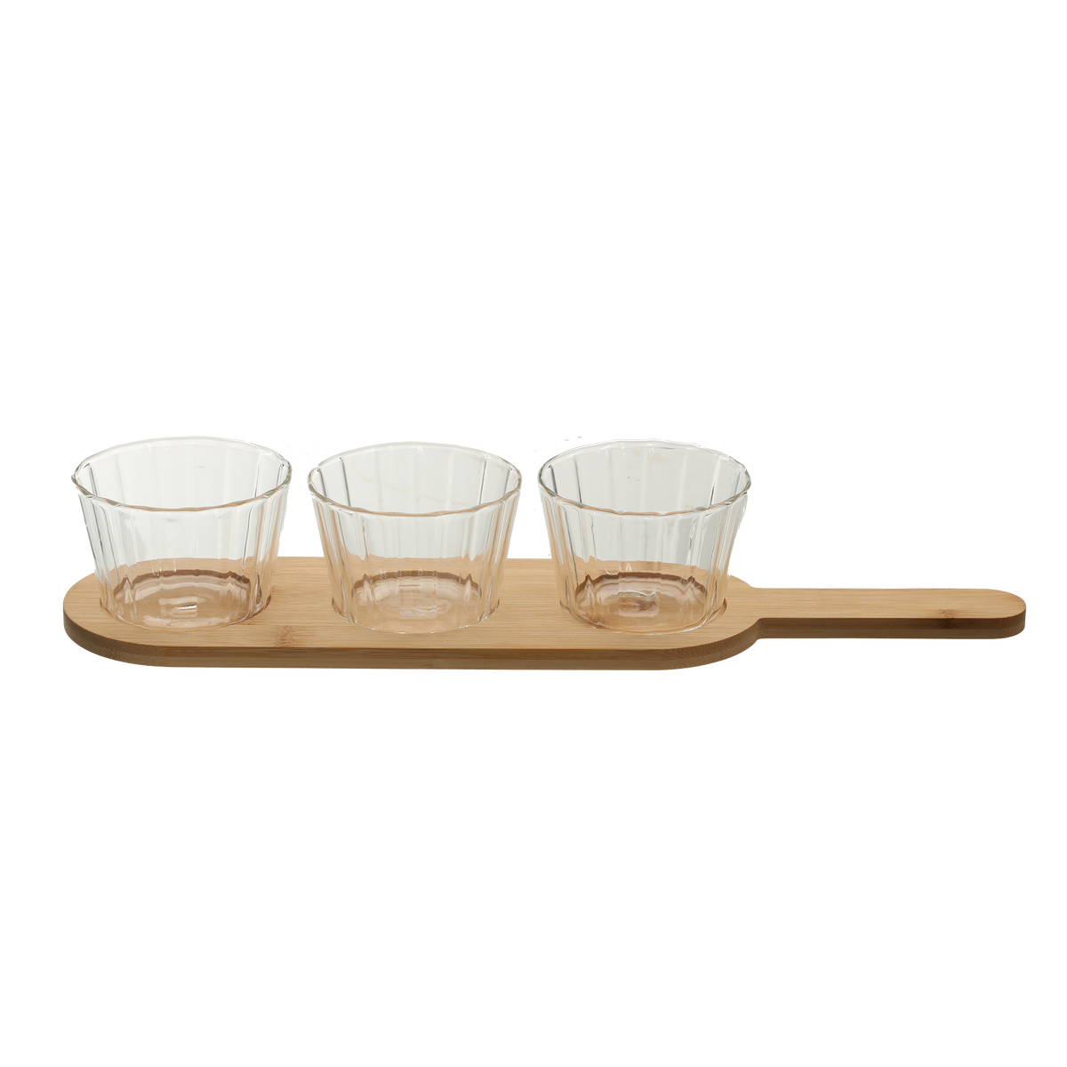 SET APERITIF 4PCS BOLS EN VERRE STRIEES AVEC PLANCHE