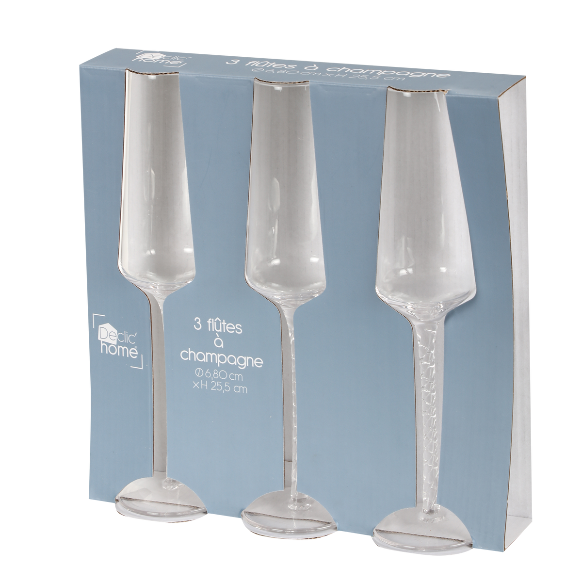 3 flutes à champagne pied tosadé